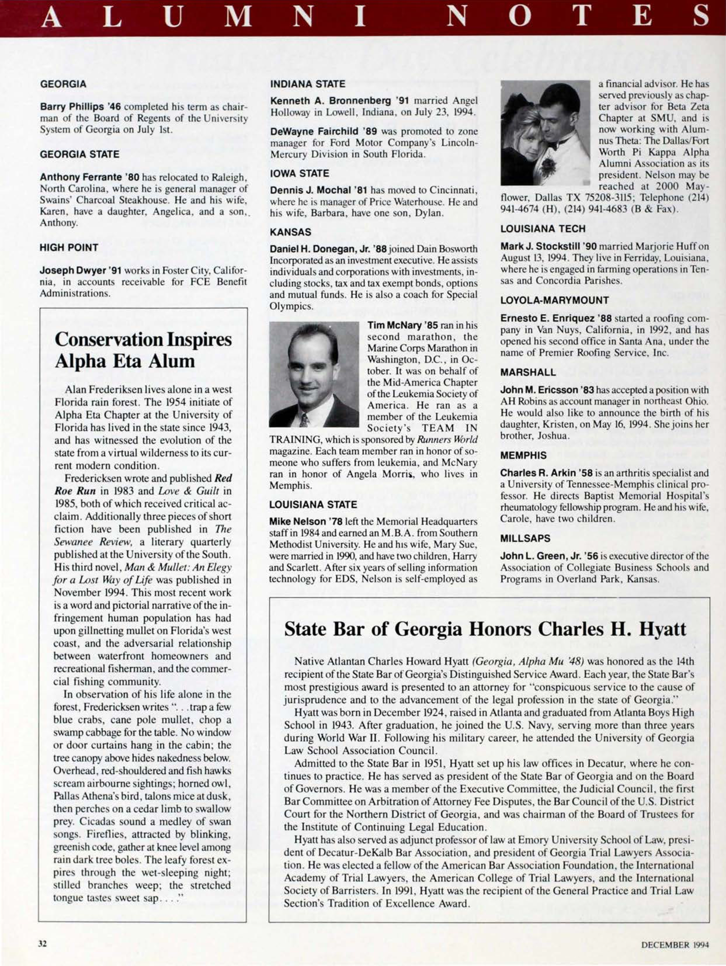 Conservation Inspires Alpha Eta Alum